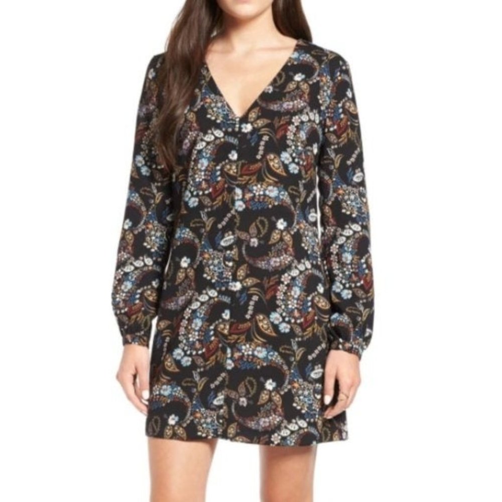 WAYF Black Hendrix Floral Shift Dress Size Small